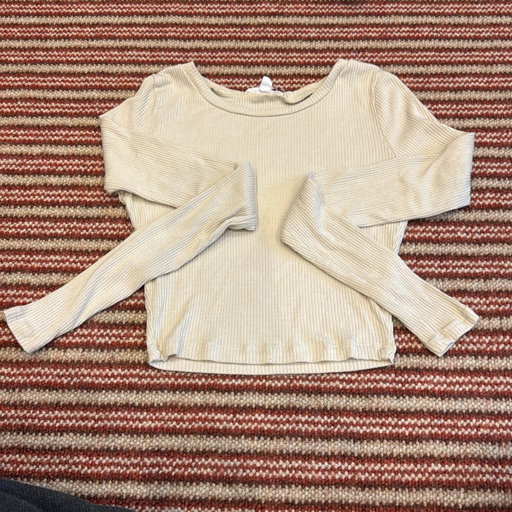 Hashtag ribbed long sleeve top